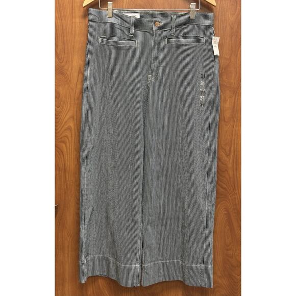 Gap Denim - GAP High Rise Stride Ankle Jeans in Indigo Stripe Size 31/12R Wide Leg NWT